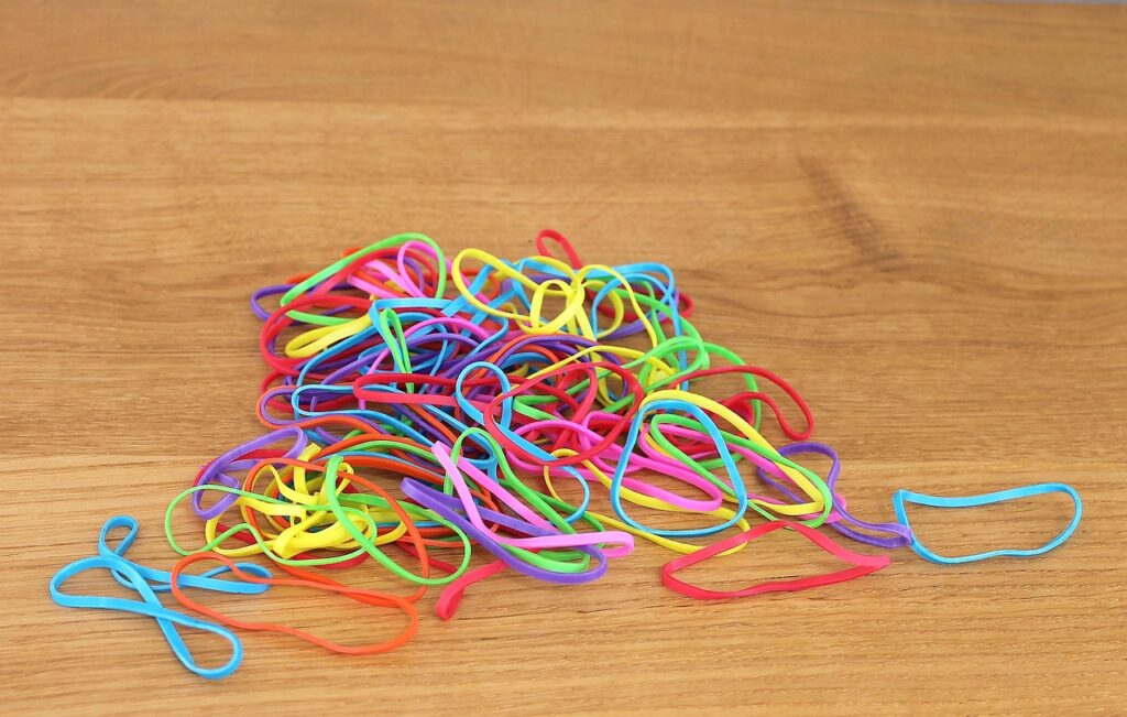 rubber band, rubber bands, colors, colored elastics, office supplies, rubber band, rubber band, rubber band, rubber band, rubber band, rubber bands