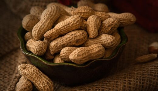peanuts, nuts, food, snack, healthy, yummy, nutshell, roasted, kernels, shell, jute, material, still life