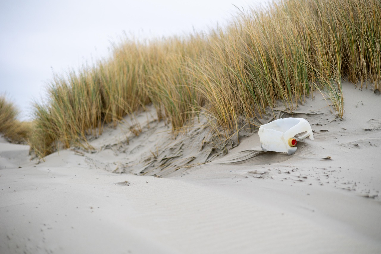 dunes, waste, plastic, mess, pollution, environment, grass, nature