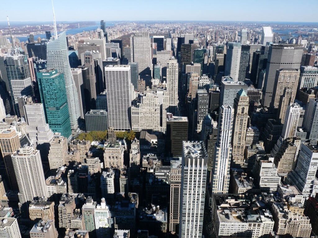 city, metropolis, horizon, architecture, skyscraper, cloud, street, panorama, high-rise, waterfront, building, cityscape, summer, new york, shadows, manhattan, high density, financial district, iconic