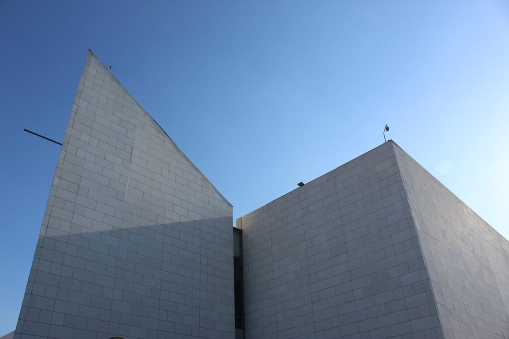 architecture, blue, composition, building, historical, abstract, material, spaces, public, museum, monument