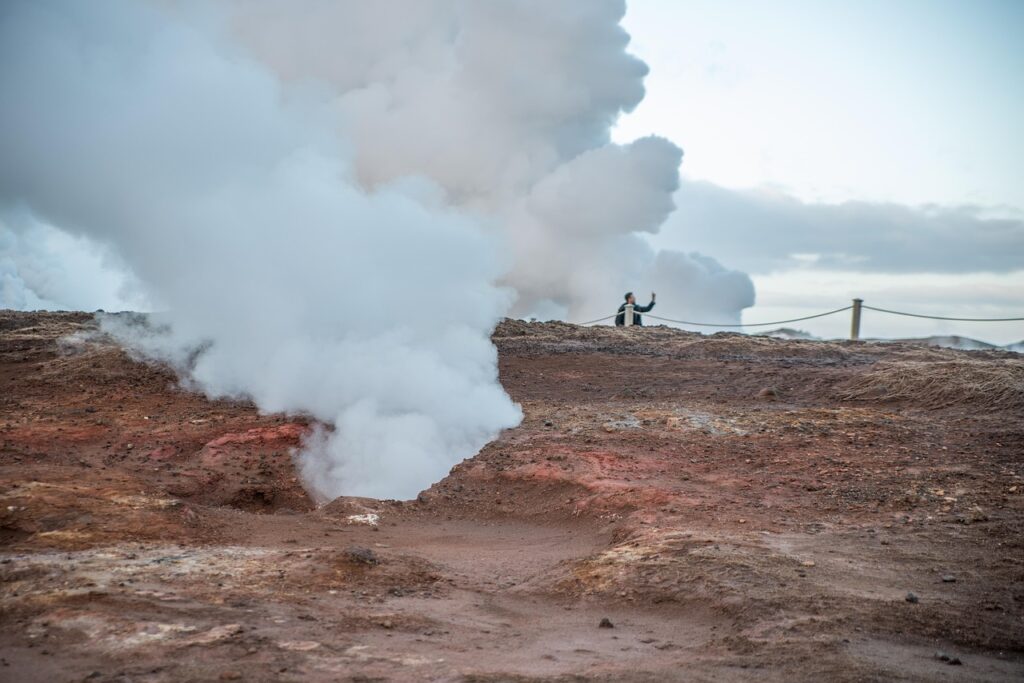 iceland, thermal, steam, hot, landscape, geothermal, geyser, thermal springs, volcanic, power plant